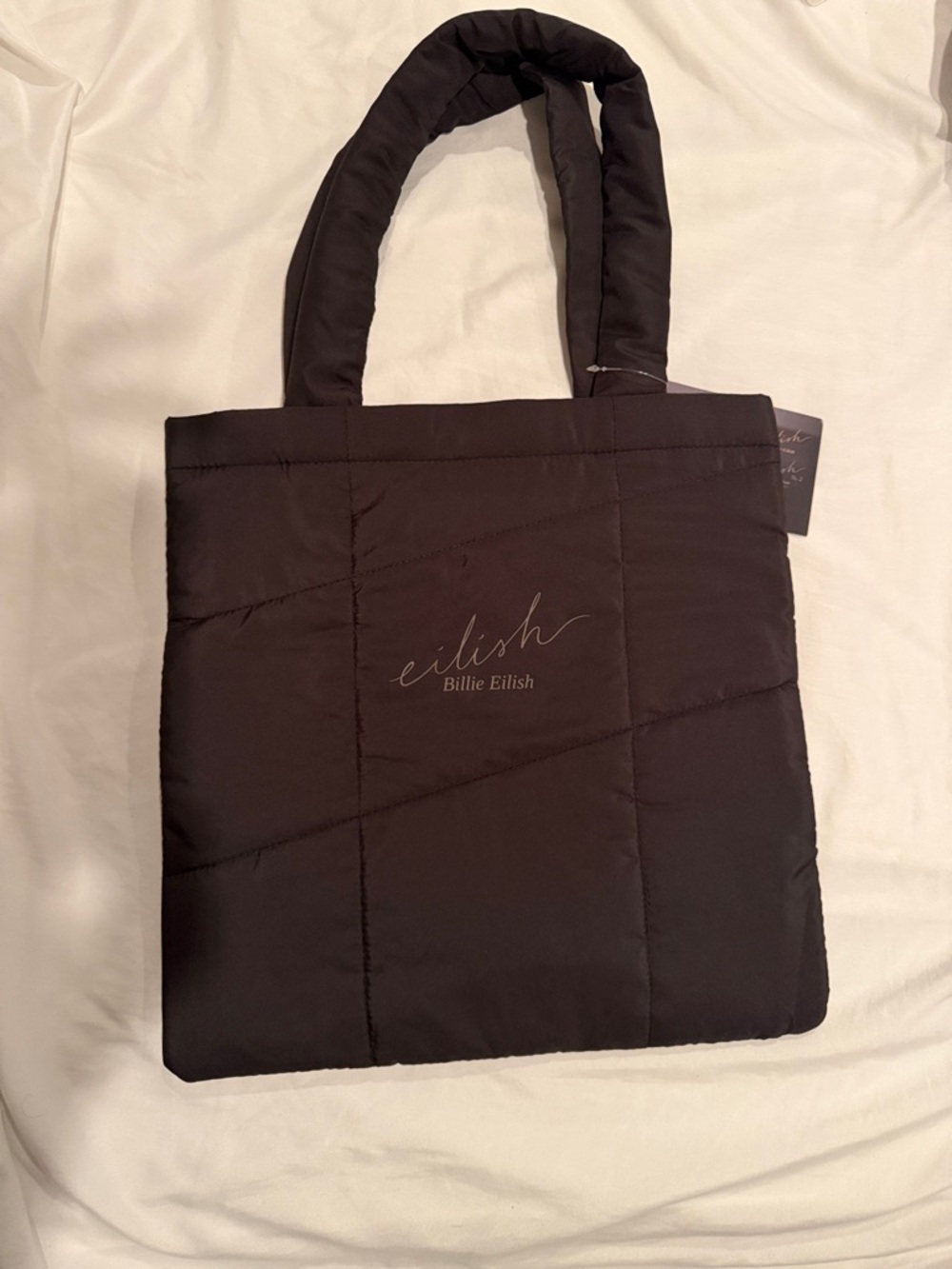 Quilted Black Tote Bag